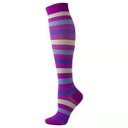 FhsagQ Socks Socks for Women Plus Size with Robe Men's and Women's Striped Fashion Casual Nylon Wicking Pressure Socks Compression Socks Womens Socks Role Play Women's Socks Sleep Socks Purple S