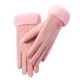 thumbnail image 4 of Bmisegm Winter Gloves Women Winter Ski Inner Lined Outdoor Cycling Knitted Wool Rabbit Lined Thickened Touchscreen Warm Mittens Pink, 4 of 4