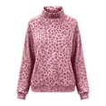thumbnail image 5 of Trgacdwlo Womens Mock Neck Sweatshirts Leopard Print Women's Raglan Long Sleeve Shirts Fall Winter Streetwear Pullover Women with Pocket, 5 of 6