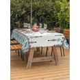 thumbnail image 3 of Outdoor Tablecloths with Umbrella Hole & Zipper, Teal Black Boho 60 x102 Inch Rectangle Tablecloths, Vintage Ethnic Tribe Abstract Art Retro Waterproof Table Cloth, Patio/Pool/Picnic Table Covers, 3 of 8