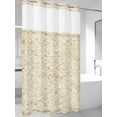 thumbnail image 2 of No Hook Shower Curtain with Snap-in Liner, Beige Flowers Waterproof Fabric Bathroom Curtains, Spring Floral Farmhouse Retro Art Bath Curtains & Mesh Top Window Narrow 36"x78", 2 of 9