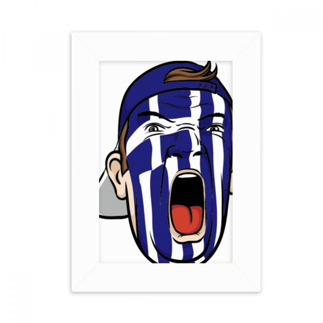 Greece Flag Makeup Head Screang Cap Desktop Photo Frame Picture Display Decoration Art Painting