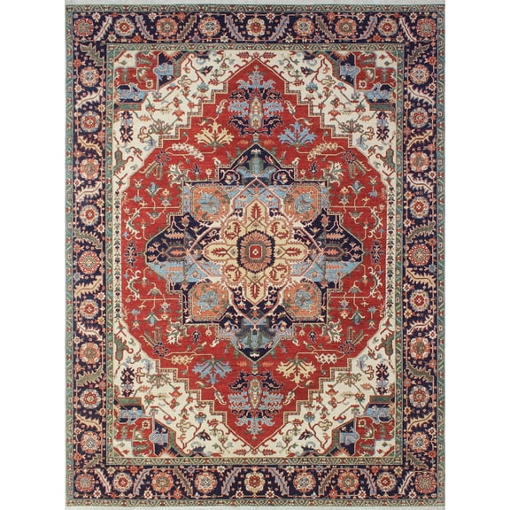 Aria Moursal Rust/Blue Rug, 9'10" x 13'10"