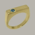 thumbnail image 2 of LBG British Made 9k Yellow Gold Natural Blue Topaz Mens Band Ring - 33 size options - Size 10.75, 2 of 6
