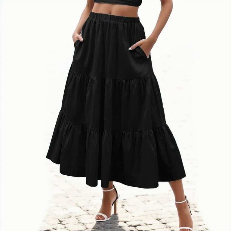 B91xZ Women Skirts for Summer Casual High Waist Pleated A