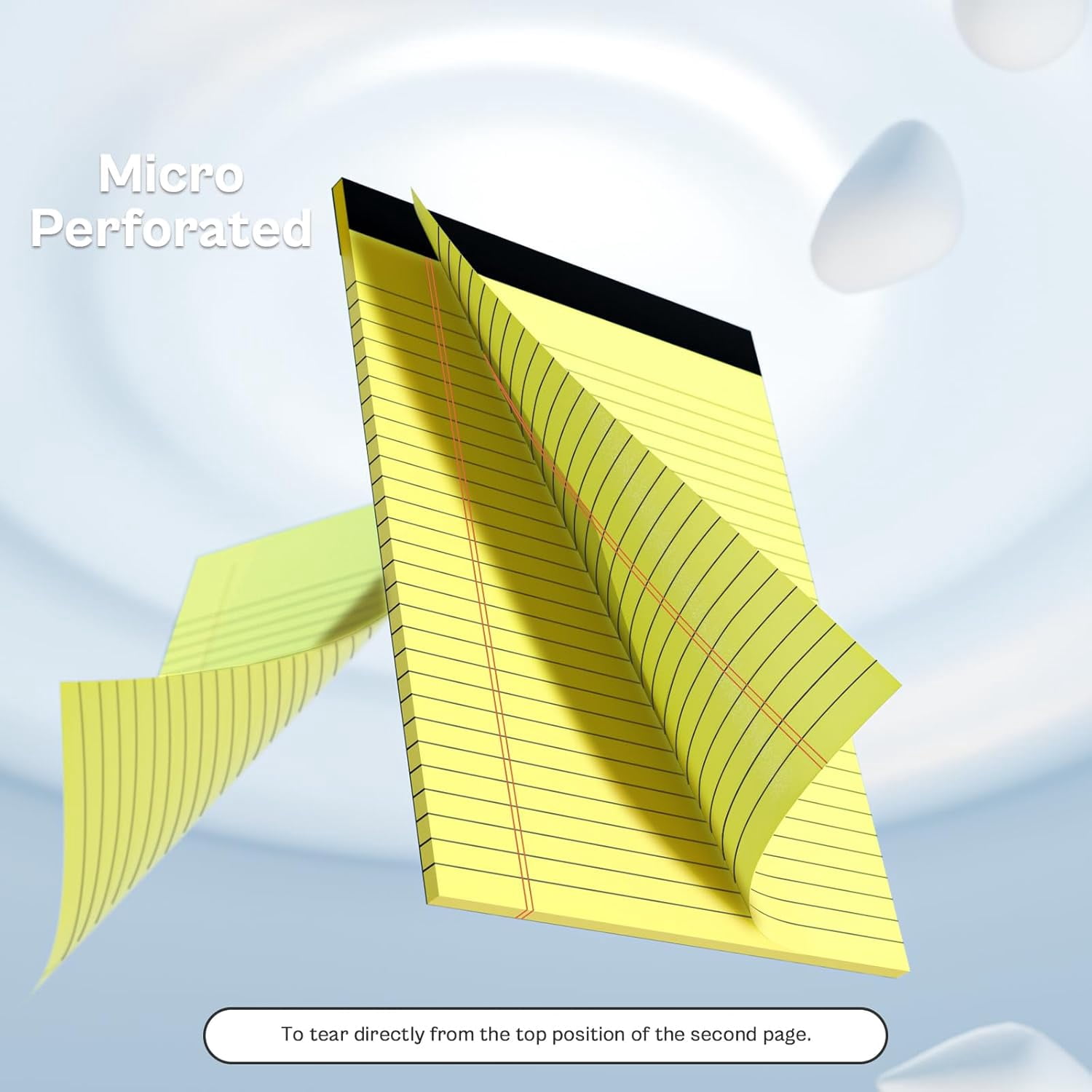 MM 2 Pack Yellow Legal Pads 8.5x11 Yellow Notepads 30 Sheets Perforated Yellow Pads Paper Wide Ruled Writing Pad 70gsm Premium Thick Paper Double-Sided Printing Note Pads for Students,Office,Business