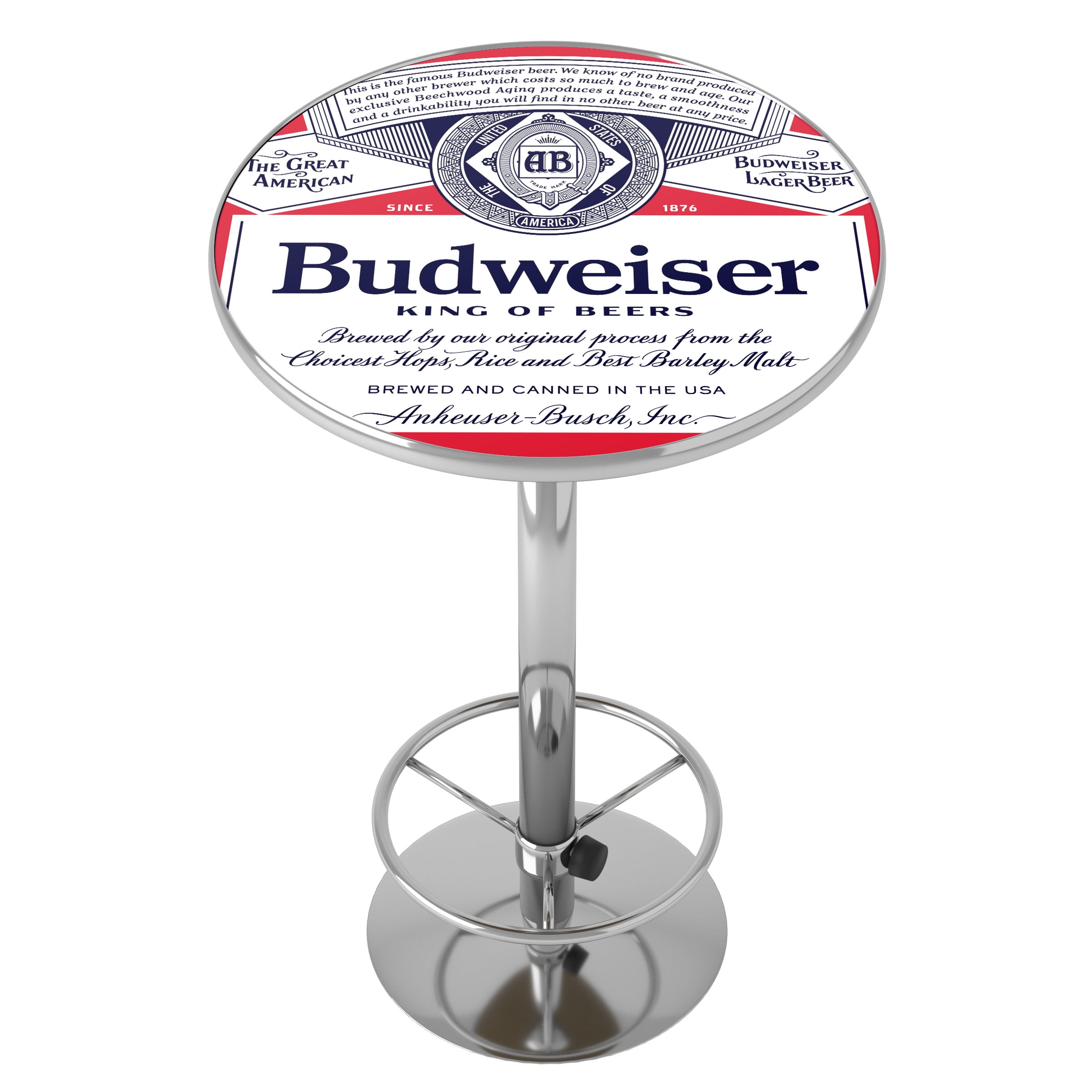 Budweiser Label Gameroom Combo - Table and 2 Bar Stool Set for