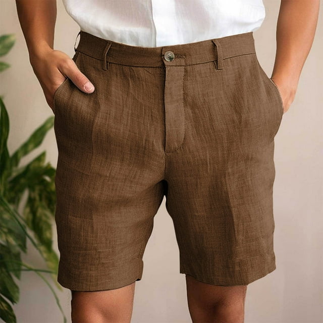 NTACZA Zipper Shorts for Mens Solid Shorts Classic Fit Lightweight Button Placket 5 Inch Inseam Shorts Men S