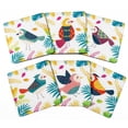 thumbnail image 1 of Inkdotpot Set of 6 Drink Coasters Easy Clean 4-inch SquareCoastersCork Base-Reusable- Birds, 1 of 8