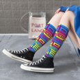 thumbnail image 5 of Naloa Cassette Tapes Thigh High Socks Extra Long Stretchy Sock Women Over Knee High Opaque Stocking Daily Wear, 5 of 6