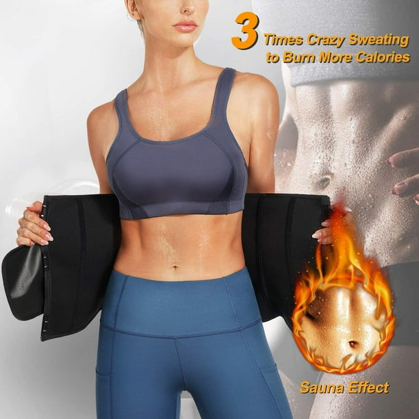 Ursexyly Women Waist Trainer Trimmer Corset Weight Loss Tummy Wrap Workout  Belt Sweat Belly Band Sports Girdle Sauna Suit Black : : Sports &  Outdoors