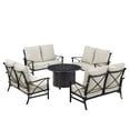 thumbnail image 6 of Black Aluminum Fire Table Set with Four Deep Seating Loveseat with Cushions, 6 of 11