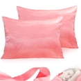 thumbnail image 4 of Funda de almohada 2pcs Funda de almohada de satén de poliéster Ropa de cama Funda de almohada para dormir, Rosa, US-K, 20x40 Pulgadas Yuarrent HA003643-18, 4 of 7
