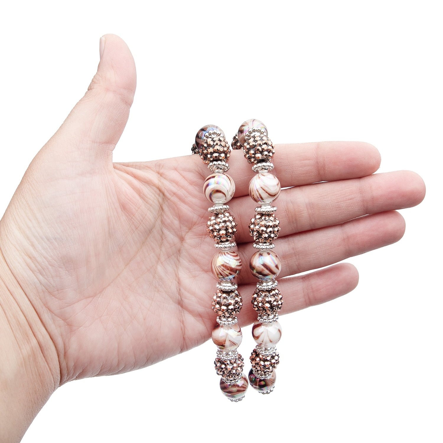 (2 pack) Cousin DIY Acrylic Brown Swirl Shambala Bead Strand, 17 in, 62 Piece, Unisex, AJM63518496