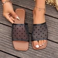 thumbnail image 2 of Womens Black Mesh Slide Sandals Flat Open Toe Breathable Heart Pattern Cute Summer Beach Shoes,Size 9.5, 2 of 8