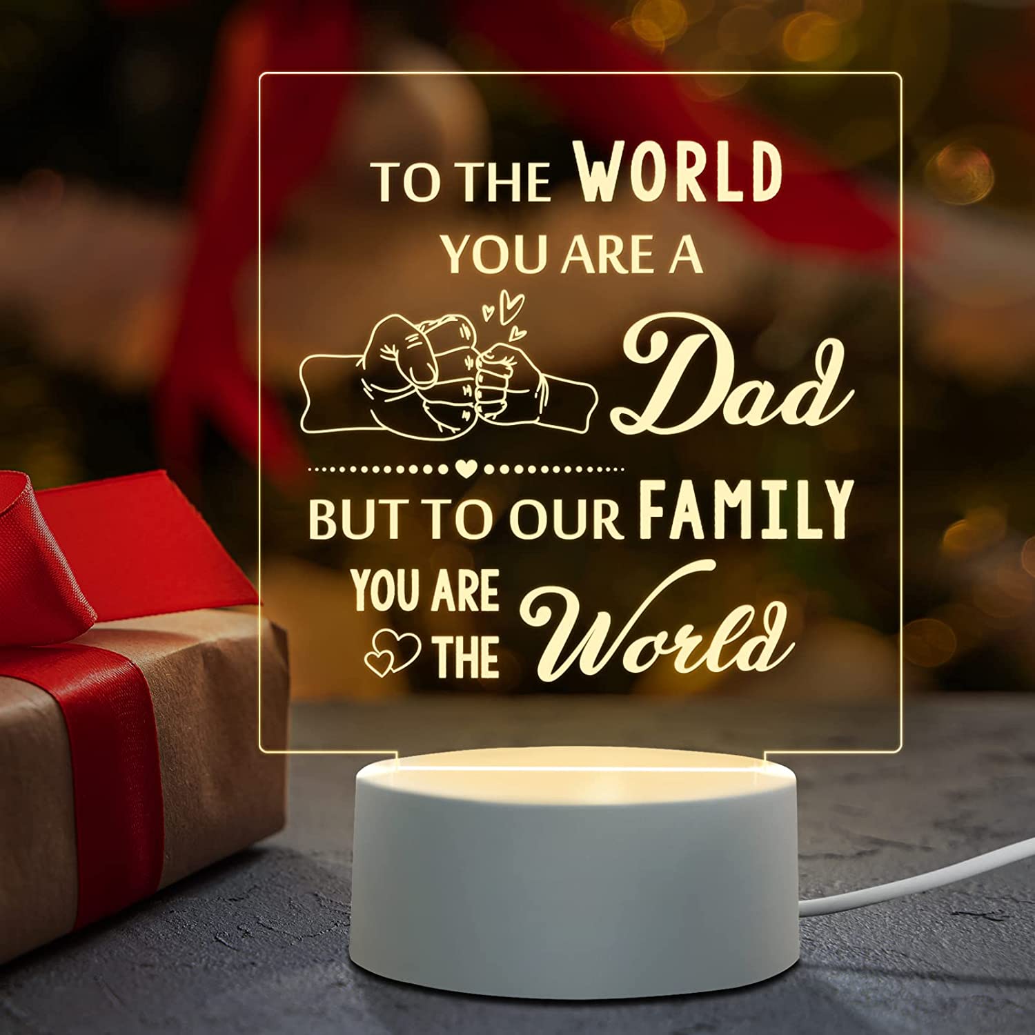 Dad Gifts from Daughter Son Engraved USB Night Light Birthday Gifts