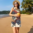 thumbnail image 3 of Naloa Samurai Frog Guitar Print Women's Summer Spring Casual Beach Sundress,Vacation Sleeveless Tank Crewneck Loose Dresses, 3 of 7