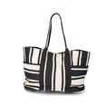 thumbnail image 3 of Time and Tru Women's Pocket Tote Handbag and Matching Pouch, Black and White Stripes, 3 of 5