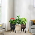 thumbnail image 7 of Wooden Woven Flower Pots Indoor Outdoor Plant Stand Tall Legged Floor Plant Racks Durable Natural Wood Decorative Home Decor, 7 of 7