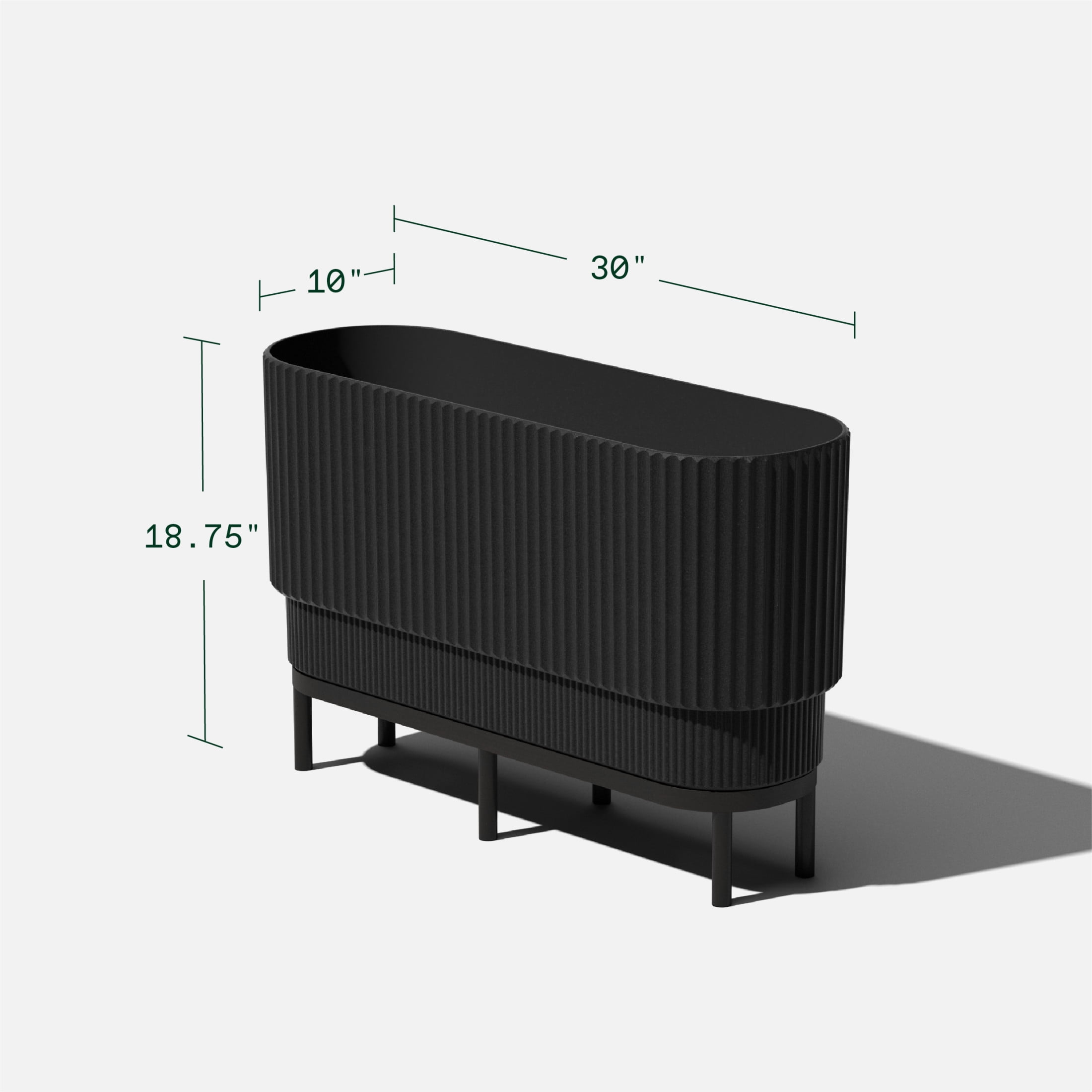 Veradek Demi Series Raised 30" Long Plastic-Stone Planter - (Black/Black, 2 Pack)
