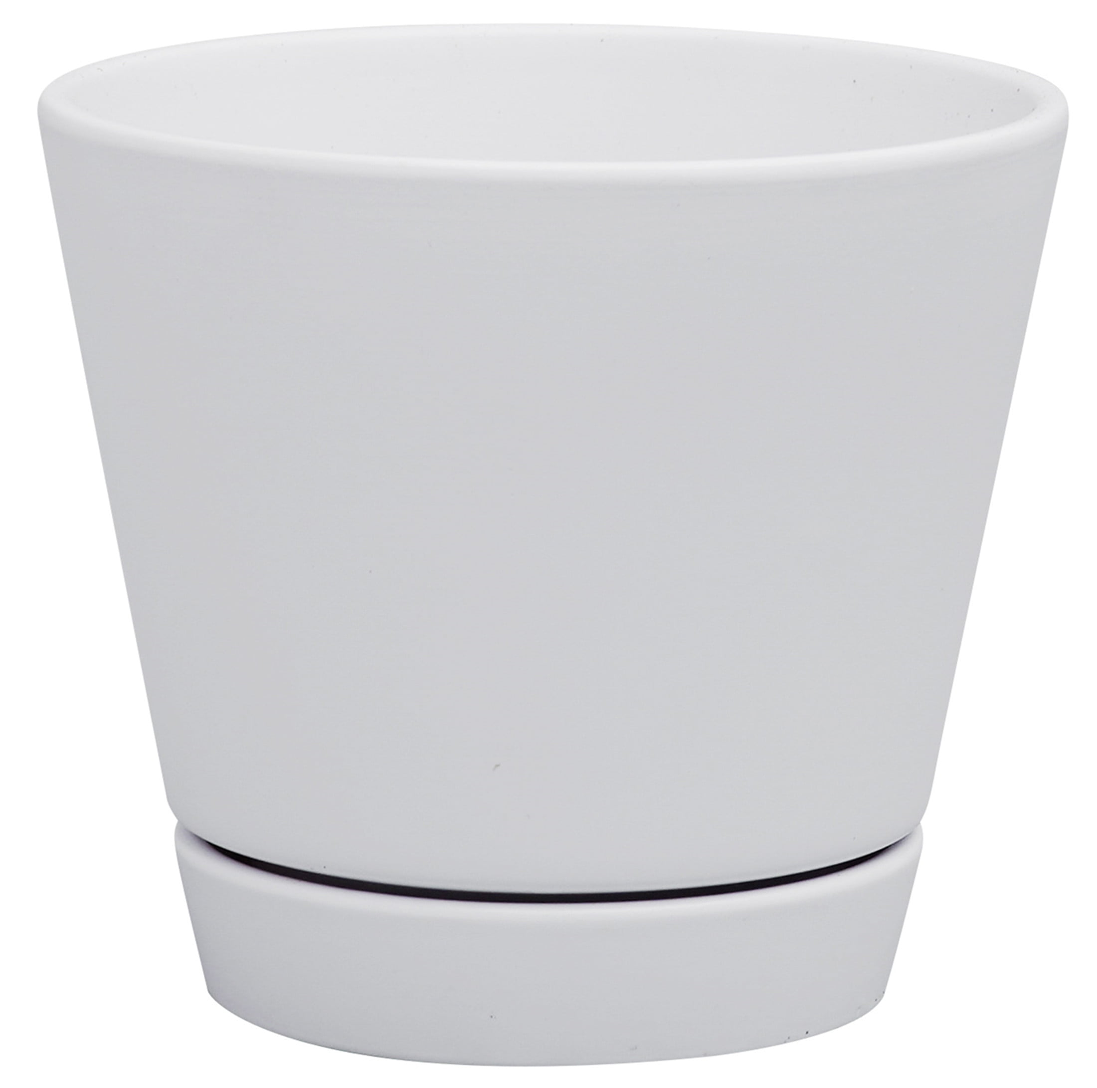 Mainstays Pottery 6" Matte White Ceramic Planter with Saucer