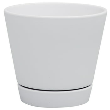 Mainstays Pottery 6" Matte White Ceramic er with Saucer