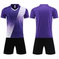 thumbnail image 2 of Lumosvexa Boys Outfit Sets 2 Piece, Graphic T-Shirt and Shorts Kids Summer Football Activewear Purple 8, 2 of 6