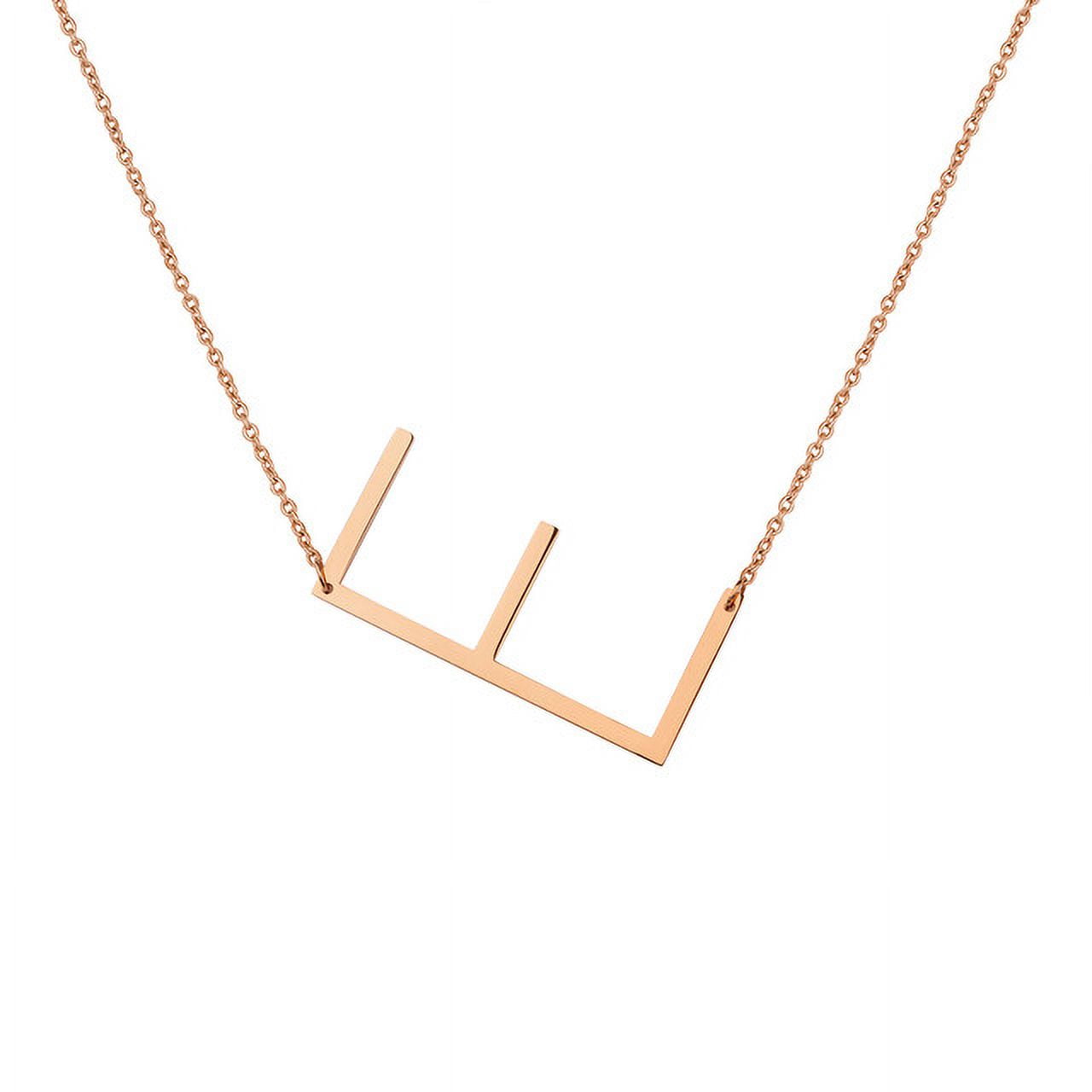 Personalized Initial Letter Necklace with Custom Engraving - Custom Initial Necklace - Oversized Letter Necklace - Sideways Initial Necklace for Women - Gift for Her - Jewelry Gift Set