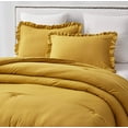 thumbnail image 3 of Chezmoi Collection Nora 3-Piece Mustard Ruffled Edge Trim Microfiber Comforter Set, Full Size, 3 of 9