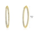 thumbnail image 3 of BERRICLE Sterling Silver Cubic Zirconia CZ Large Fashion Inside-Out Hoop Earrings for Women 1.9 inch, Yellow Gold Flashed, 3 of 7