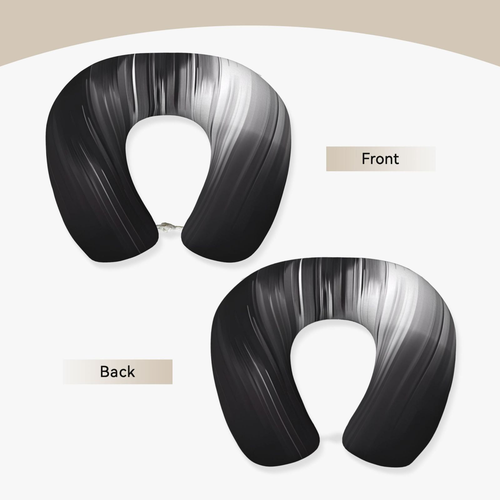Xecao Monochrome Abstract Lines Print Memory Foam Cervical Neck Pillow Versatile U-Shaped Pillows for Home,Office,Camping,Travelling,Soft Washable Cover