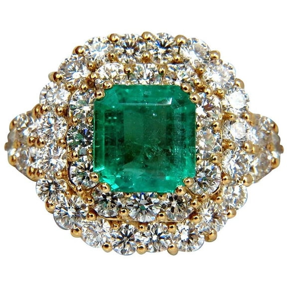 GIA Certified 7.51 Natural Colombia bright green emerald diamonds ring 18kt