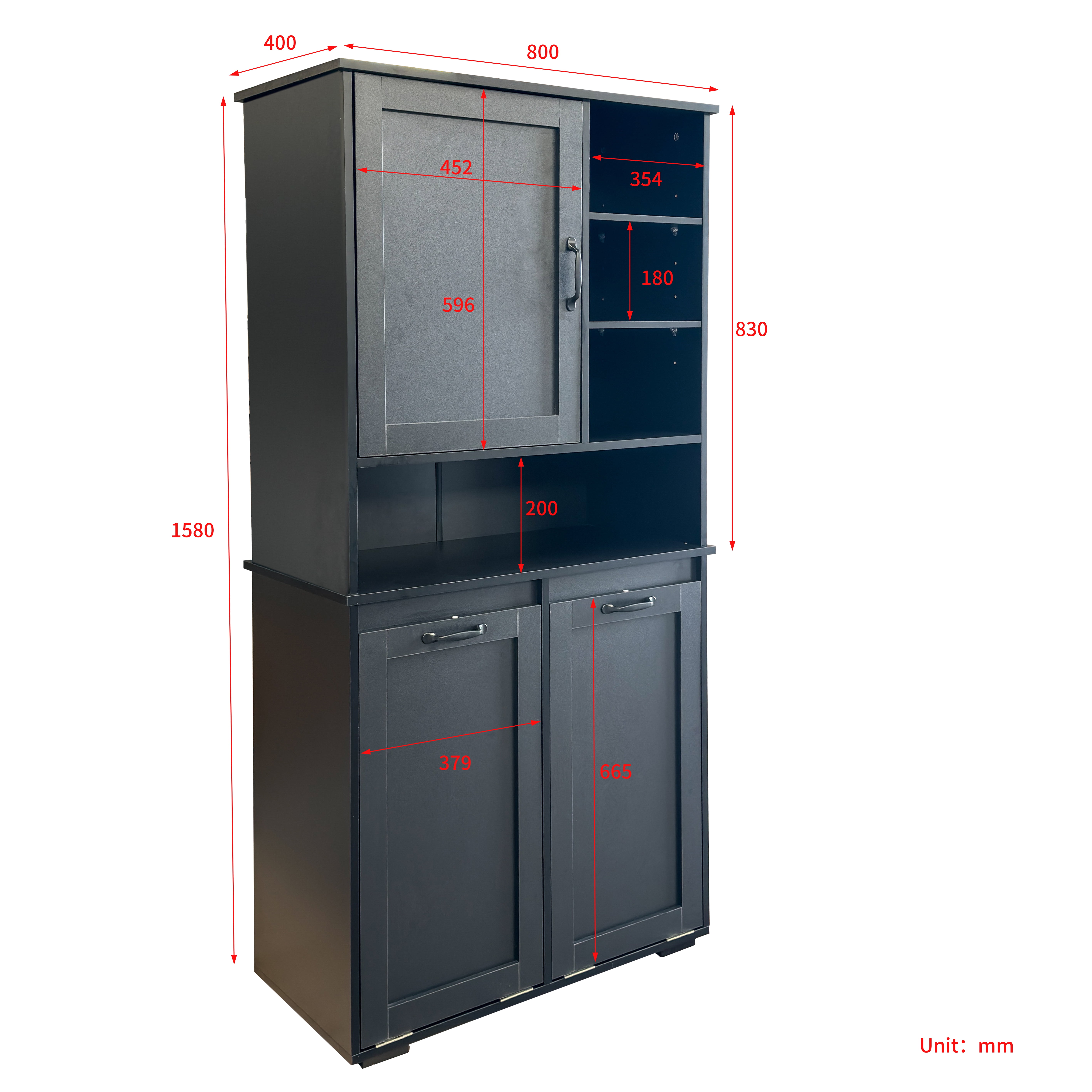 Mintazer 63" H Bathroom Storage Cabinet with 2 Tilt Out Laundry Hampers, Freestanding Laundry Cabinet with Adjustable Shelves, Black
