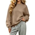 thumbnail image 3 of Stralyhd Womens Oversized Sweatshirt Crewneck Loose Casual Long Sleeve Pullover Shirts Y2k Soft Fall Winter Outfits Camel L, 3 of 6