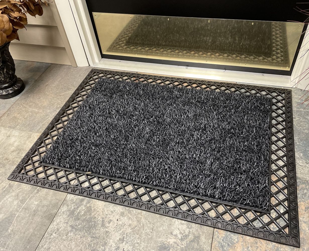 Clean Machine French Quarter Framed AstroTurf Scraper Doormat 23.5 x 35.5 inch Flint Gray Outdoor Use