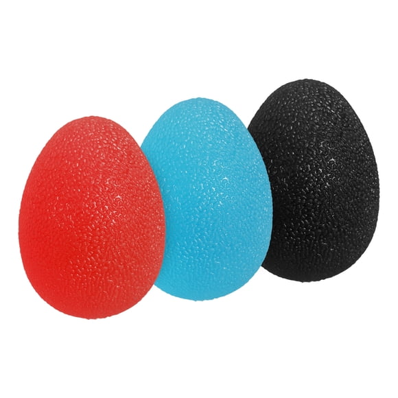 Pelota de ejercicio para manos Uxcell, pelota de compresión, pelota antiestrés para adultos, equipo de fortalecimiento de agarre Rojo/Azul/Negro