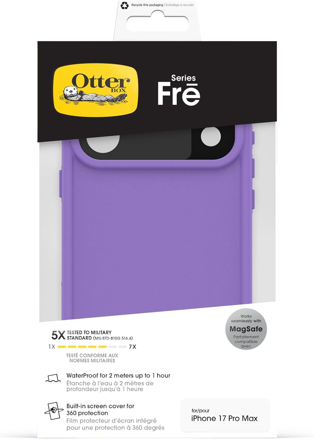 OtterBox iPhone 17 Pro Max (Only) FRĒ Series Waterproof Case with MagSafe - Rule of Plum (Purple) - Sleek & Stylish - Waterproof iPhone Case up to 2 Meters - IP68 - Phone Case for Swimming/Snorkeling