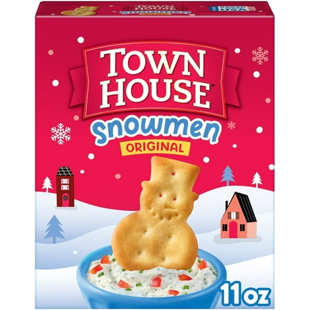 Town House Snowmen Original Oven Baked Crackers, Holiday Snacks, 11 oz