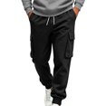 thumbnail image 4 of Men’s 2 Piece Tracksuit Outfit Set, Button Placket Pullover Hoodie with Kangaroo Pocket, Drawstring Cargo Jogger Pants with Multi‑Side Pockets, Daily Walking Outdoor Wear L, 4 of 5