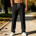 thumbnail image 5 of Bixock Men Casual Pants,Sweatpants for Men Solid Color Slub Linen Drawstring Pockets Fashion Long Pants Breathable Pants, 5 of 6