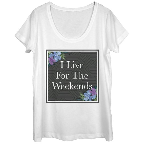 Women's CHIN UP Live for the Weekends Scoop Neck White 2X Large