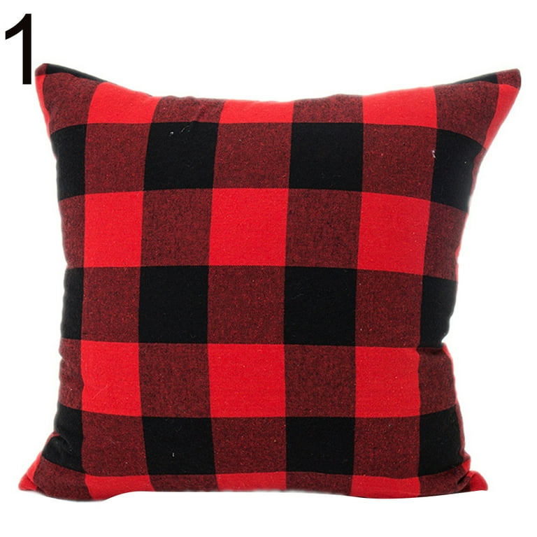 Sunjoy Tech Christmas Throw Pillow Covers Red and Black Buffalo