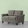 thumbnail image 5 of Zinus Sayan 2-Seater Loveseat, Indoor, Sand Grey with Tufted Back, 5 of 9
