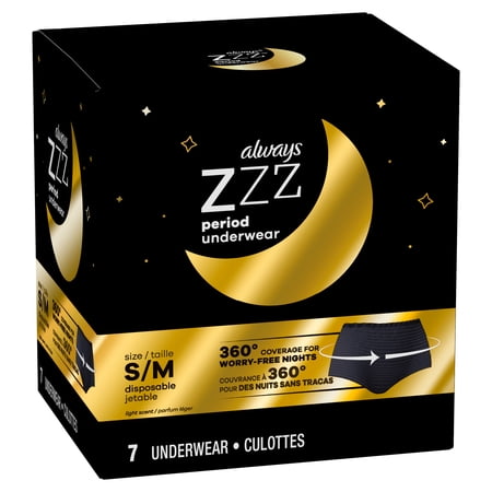 Always ZZZ Overnight Disposable Period Underwear Size S-M, 7 Count