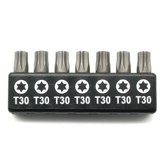 TMAX 7 pc T30 Torx Star 6 Point T-30 Screwdriver Impact Ready 1 Inch Length Insert Bits Hex Shank with Quick Release Slot