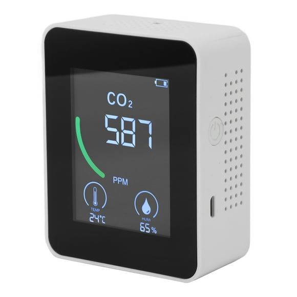 CO2 Monitor, 400-6000PPM Intelligent Color Screen 3 in 1 Design Air Quality Tester Multifunctional Portable for Living Room
