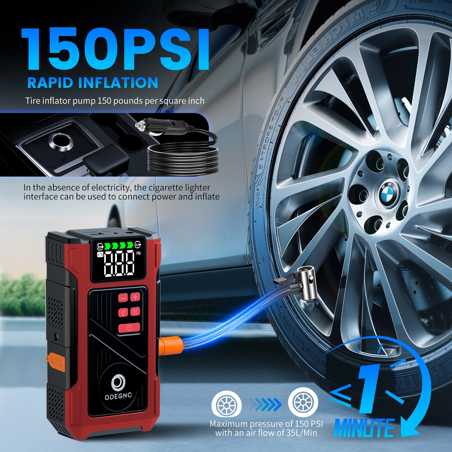 ODEGNC 6000A Jump Starter with Air Compressor Kit photo 4