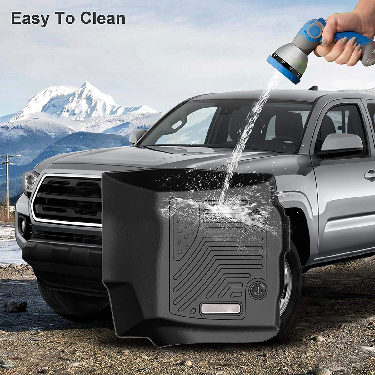 RVNI TPE Rubber for 2018-2023 Toyota Tacoma Double Cab Floor Mats Set, All-Weather Protection