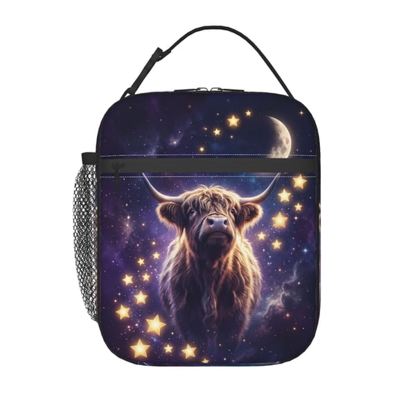 Highland Cow Lunch Box - Reusable Highland Cow Lunch Bag For Women Men - Small Portable Foldable Insulated Lunchbox For Office Work Picnic