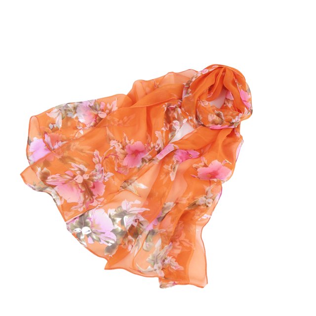 Guardoinrt Cloth Floral Print Scarf Soft Breathable And Lightweight Portable For Versatile Easy Matching orange 1Set